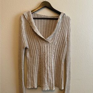 Cozy Y2K Beige Cable Knit Sweater